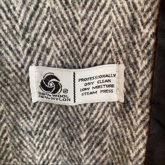 Vintage Charles Klein Wool Double Breasted Coat Grey With Red Scarf Women’s Sz L - Picture 13 of 13